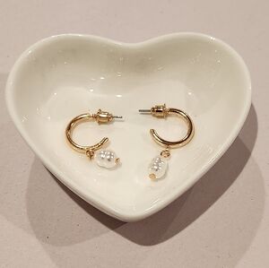 Faux Pearl Drop C-Hoop Earrings